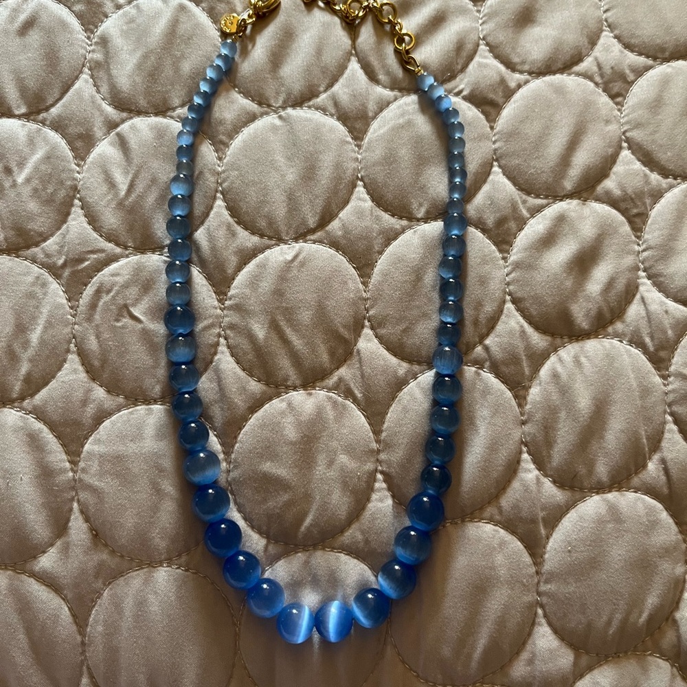 Talbots Blue Gradient Beaded Necklace with Swirled Centerpiece